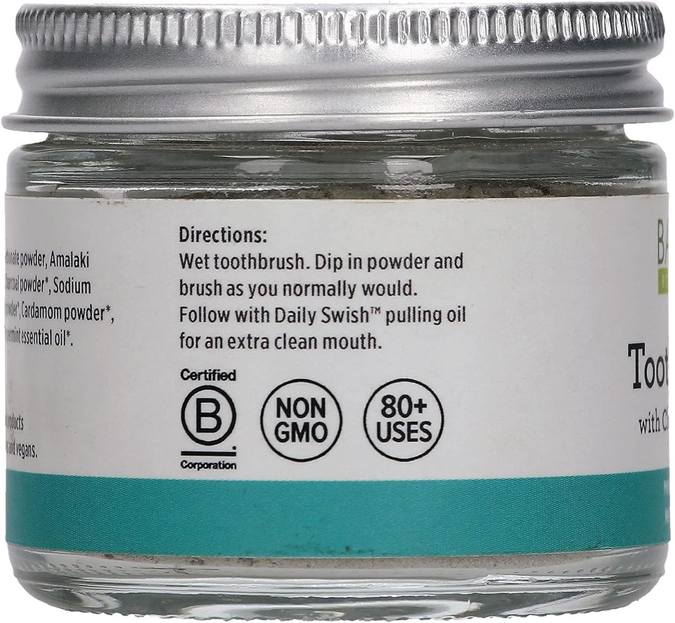 Banyan Botanicals Mint Cardamom Tooth Powder  Ayurvedic Fluoride-Free Toothpaste Alternative With Miswak & Activated Charcoal (From Amla)  0.75Oz, 80+ Uses  Non Gmo Sustainably Sourced Vegan