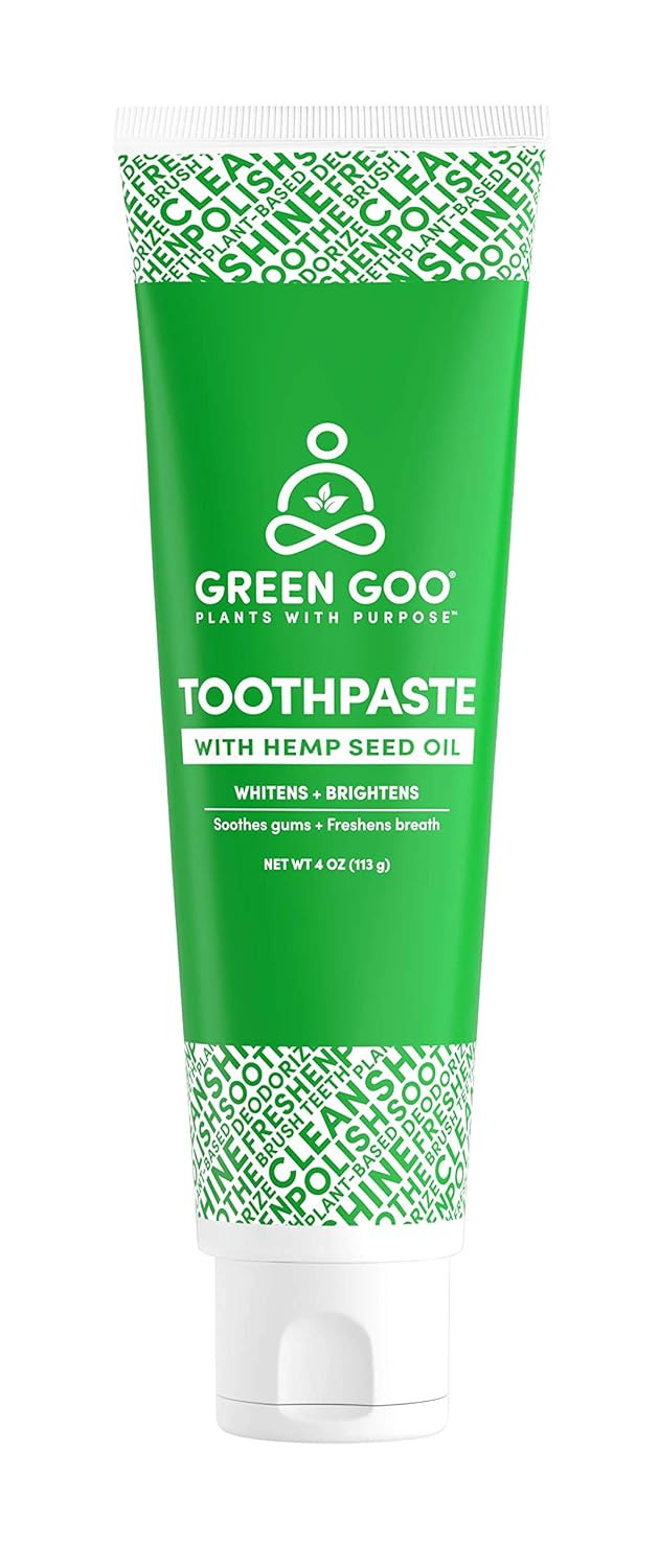 Green Goo Toothpaste With Hemp Seed Oil, All-Natural Toothpaste For Combating Bad Breath & Whitening Teeth, Promotes Good Dental Hygiene, 4 Ozwith Hemp Seed Oil1-Pack