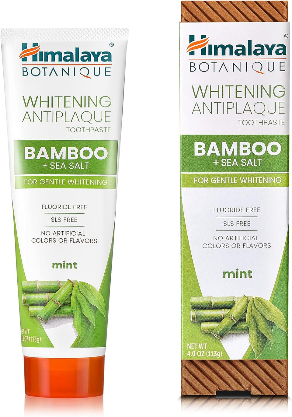 Himalaya Botanique Whitening Antiplaque Toothpaste With Bamboo + Sea Salt, Fluoride Free, For Gentle Whitening, 4 Oz4 Ounce (Pack Of 1)