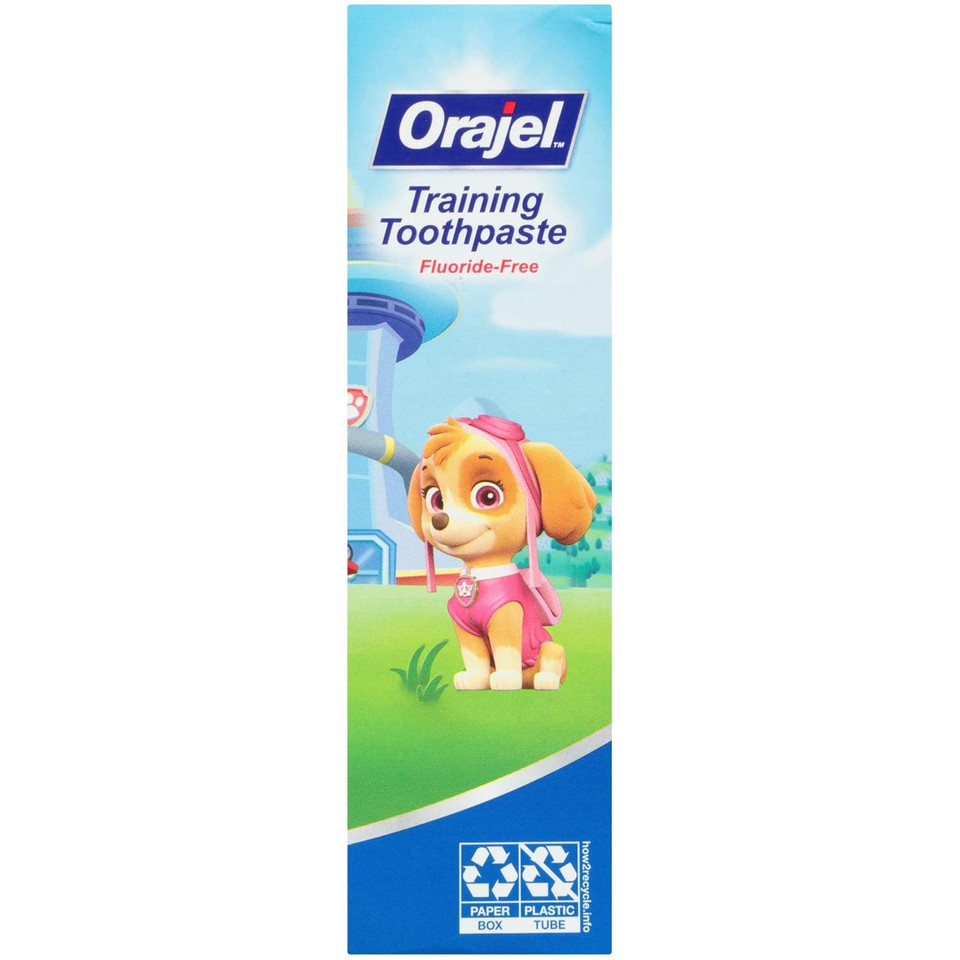 Orajel Kids Paw Patrol Fluoride-Free Training Toothpaste, Natural Fruity Fun Flavor, #1 Pediatrician Recommended , 1.5Oz Tube