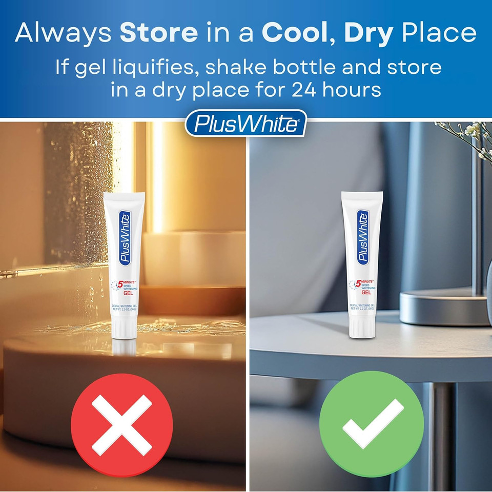 Plus White Speed Whitening Gel - 5 Minute Results - Professional At Home Teeth Whitening W/Dentist Approved Ingredient & Tooth Stain Remover (2 Oz)