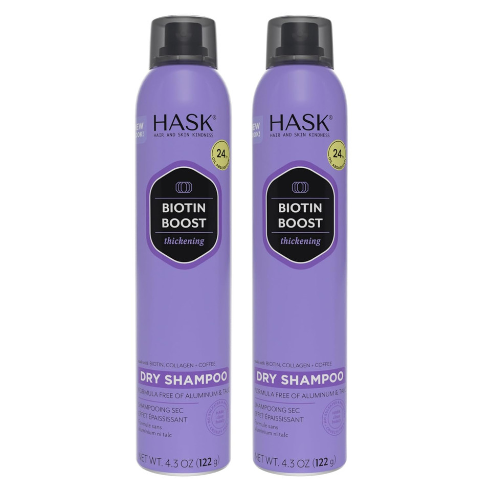 Hask Biotin Thickening Dry Shampoo Kits For All Hair Types, Aluminum Free, No Sulfates, Parabens, Phthalates, Gluten Or Artificial Colors (4.3Oz-Qty2)