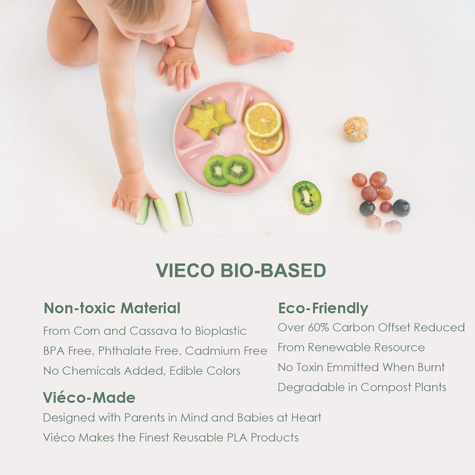 Viã£Â©Co Plant-Based Toddler Plates, Baby Plates Semi Divided Plates For Baby Feeding And Toddler Dinnerware Set, Made Of Bpa Free Plant-Based Material From Corn And Cassavarosy Pink Viã£Â©Co Plant-Based Toddler Plates, Baby Plates Semi Divided Plates For Baby Feeding And Toddler Dinnerware Set, Made Of Bpa Free Plant-Based Material From Corn And Cassavarosy Pink