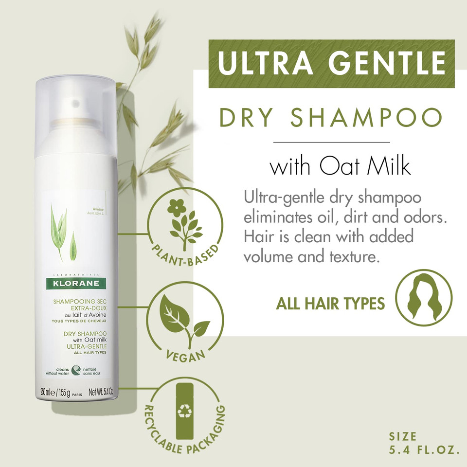 Klorane - Dry Shampoo With Oat Milk - Gentle Formula Instantly Revives Hair - Paraben & Sulfate-Free5.4 Fl Oz