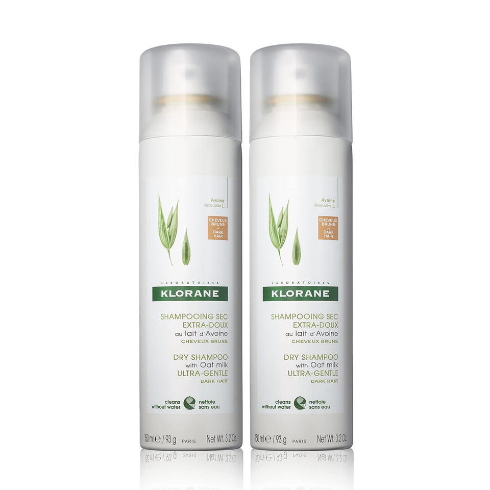 Klorane Dry Shampoo With Oat Milk, For Dark Hair, Natural Tint, All Hair Types, Paraben & Sulfate-Free3.2 Fl Oz (Pack Of 2)
