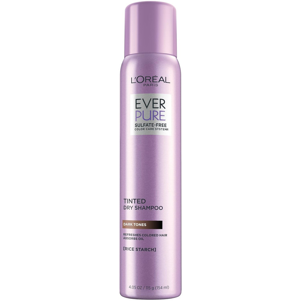 Lã¢ÂOrã£Â©Al Paris Everpure Sulfate Free Tinted Dry Shampoo For Dark Hair, For Brown And Black Hair, Absorbs Oil, Refreshes Colored Hair, With Rice Starch, Vegan Formula, Paraben And Gluten Free, 4 Fl Ozdark