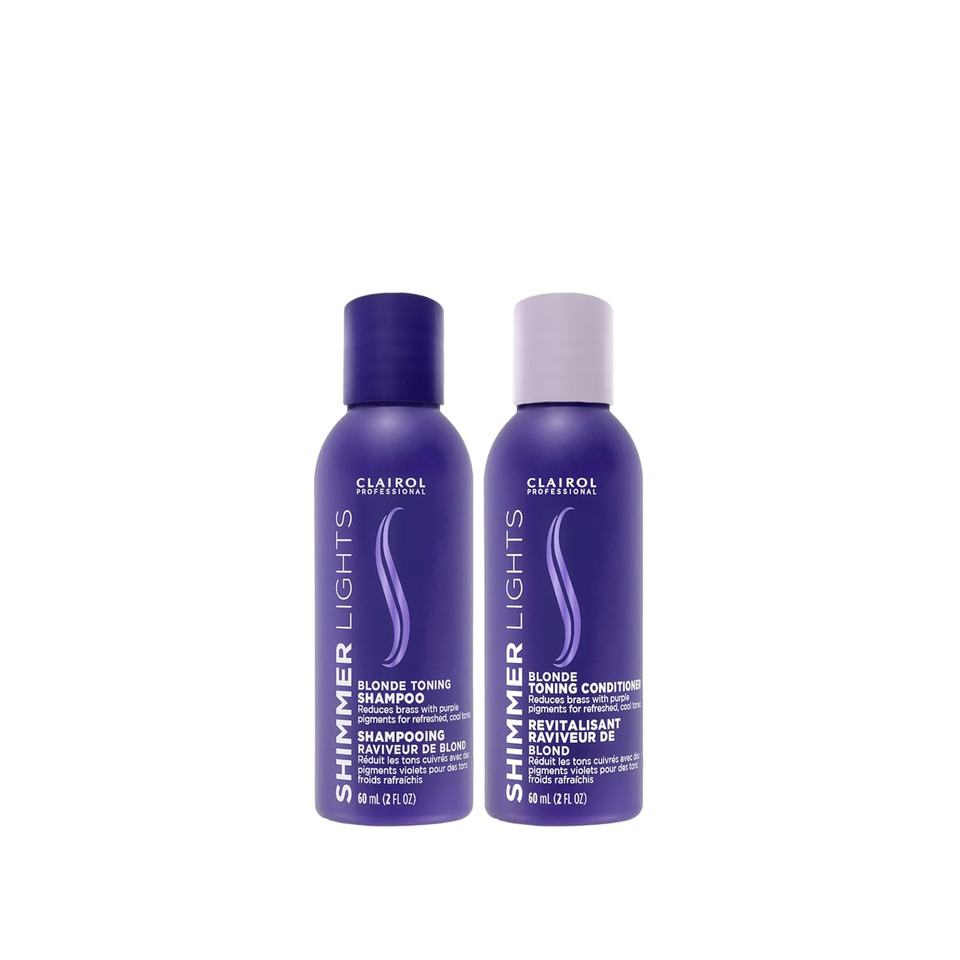 Clairol Professional Shimmer Lights Purple Shampoo & Conditioner | Neutralizes Brass & Yellow Tones | For Blonde, Silver, Gray & Highlighted Hair,*Bundle