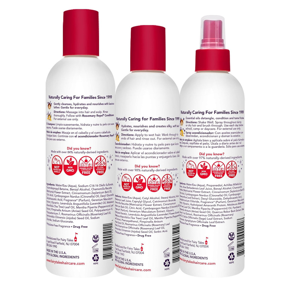 Fairy Tales Rosemary Repel Shampoo 12Oz, Conditioner 8Oz, & Conditioning Spray 8Oz Trio Set