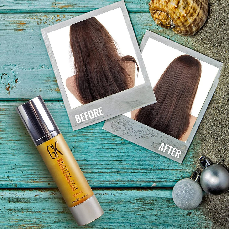Global Keratin Gk Hair Moisturizing Shampoo And Conditioner Set 300Ml I Organic Argan Oil Hair Serum 50Ml For Frizz Control Dry Damage Hair Repair I Vent Brush (2.5 Inch) Rubber Handle