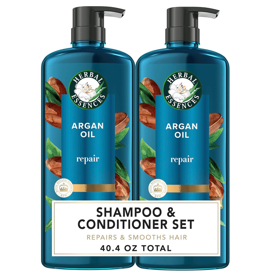 Herbal Essences Shampoo and Conditioner Set Repairing Argan Oil of Morocco with Natural Source Ingredients, Color Safe, BioRenew, 20.2 Fl Oz, 2 Count