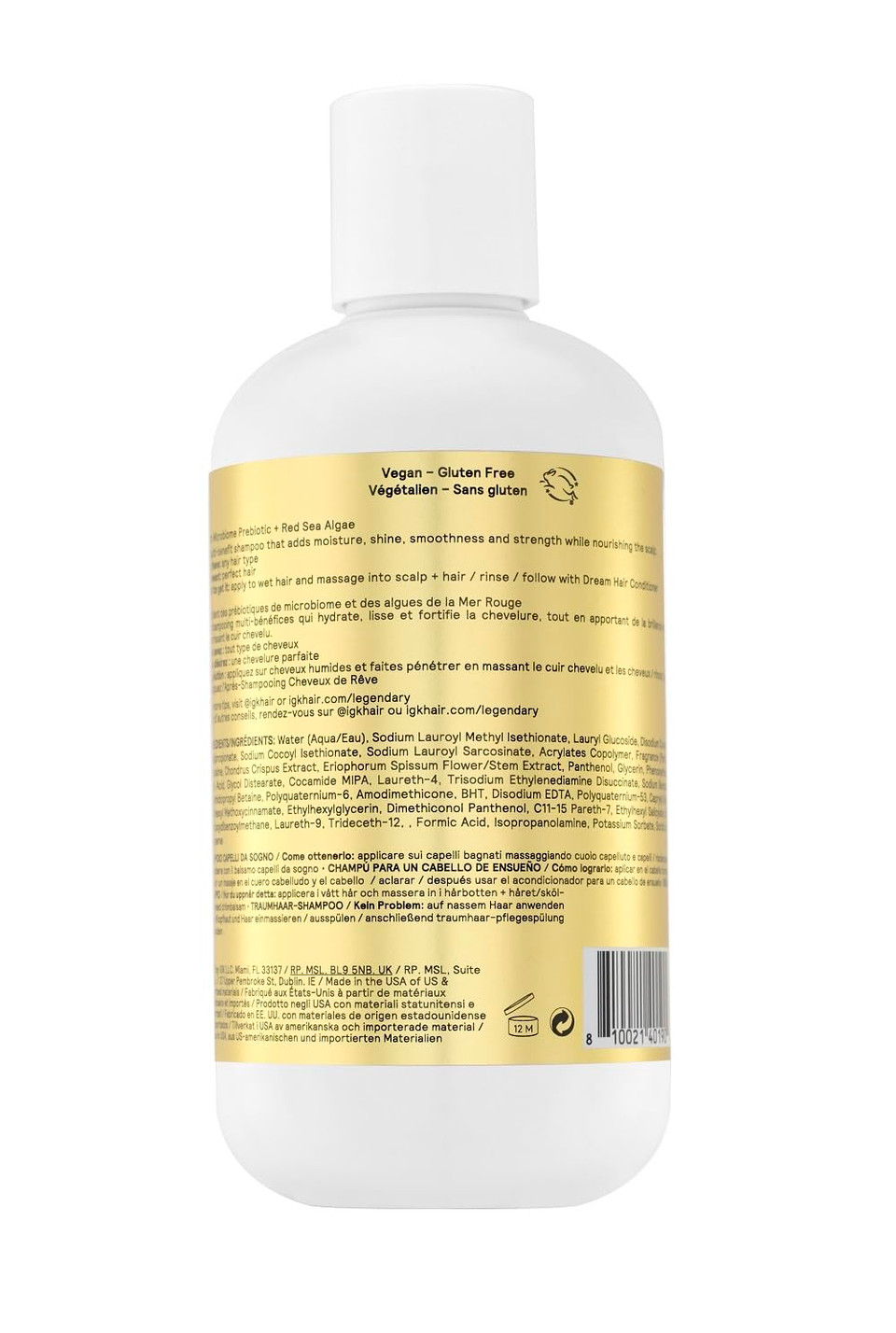 Igk Legendary Dream Hair Shampoo | Healthy + Hydrated + Shine | Vegan + Cruelty Free |