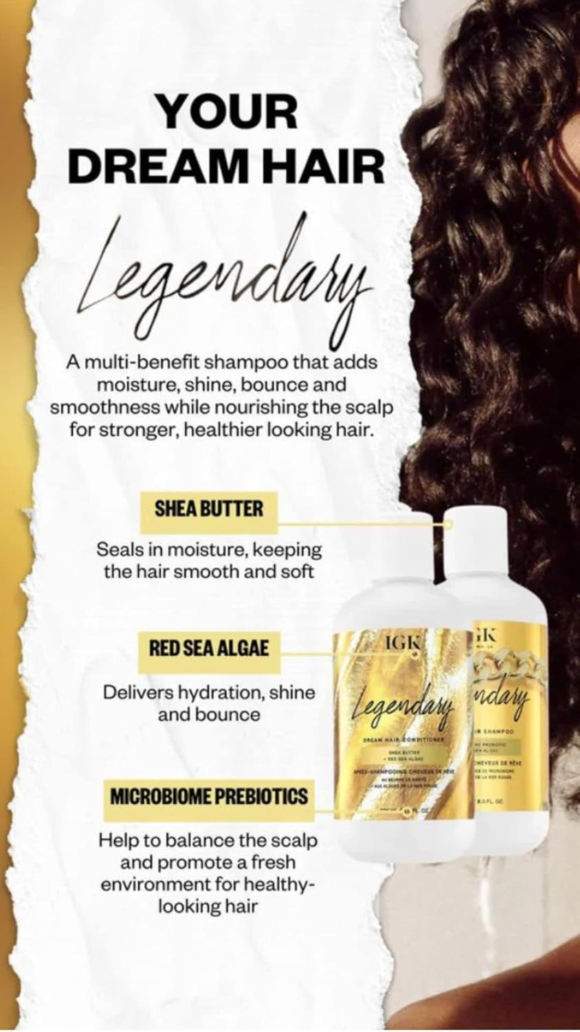 Igk Legendary Dream Hair Shampoo | Healthy + Hydrated + Shine | Vegan + Cruelty Free |