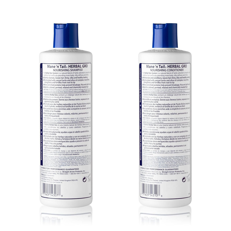 Mane 'N Tail: Herbal Gro Shampoo + Conditioner (12 Oz Each), Olive Oil Complex That Helps Strengthens & Nourishes Hair