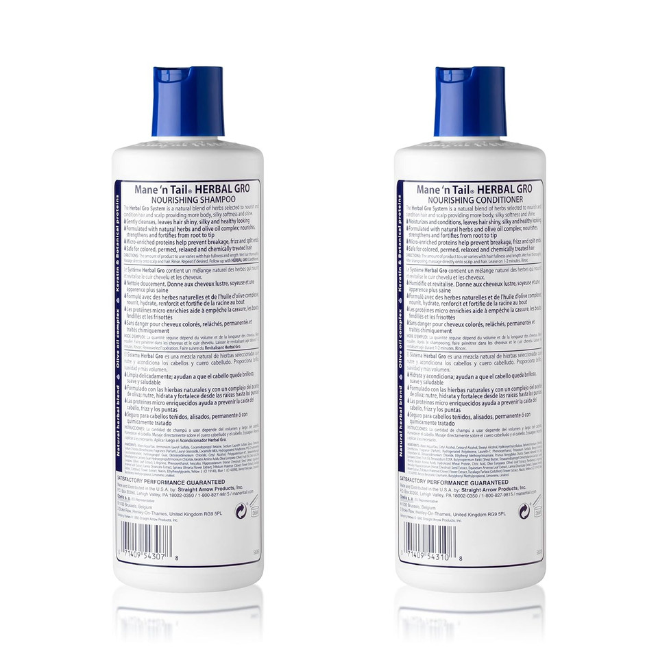 Mane 'N Tail: Herbal Gro Shampoo + Conditioner (12 Oz Each), Olive Oil Complex That Helps Strengthens & Nourishes Hair