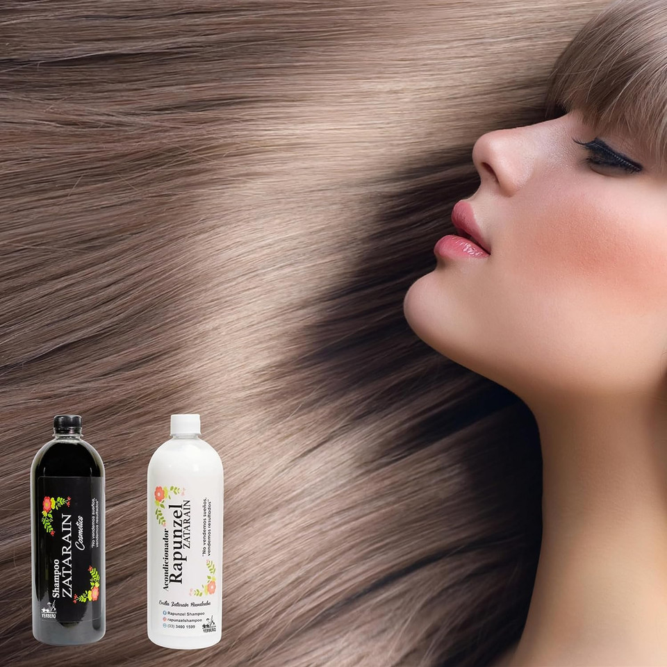 Yerbero - Rapunzel Zatarain 3 Piece Bundle - Shampoo + Conditioner + Colageno 3 In 1 - 3 Piece Bundle | 1Lt (33.81 Fl Oz) Each + 8.04Oz Cream | 100% Natural & Genuine | Herbal Artisan Made Shampoo | Imported From Mexico