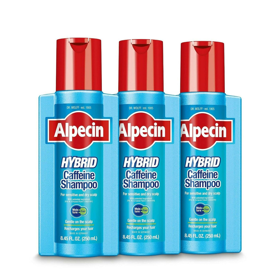 Alpecin Hybrid Caffeine Shampoo For Men With Dry, Itchy, Sensitive Scalps Moisturizes Thinning Hair Natural Hair Growth, 8.45 Fl. Oz., Pack Of 38.45 Fl. Oz (Pack Of 3)