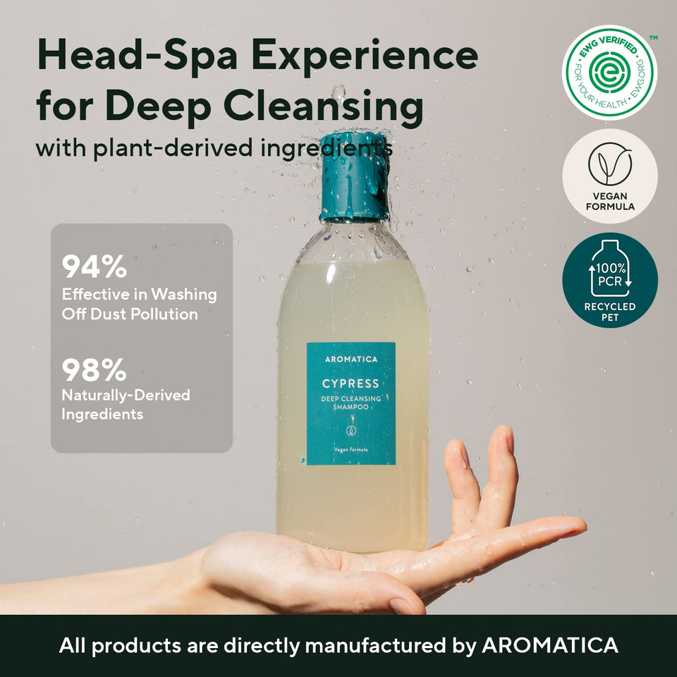 Aromatica Cypress Deep Cleansing Shampoo 13.53Fl.Oz. / 400Ml - Vegan, Ewg Verified, Non-Irritating And Thoroughly Cleansing For Fuller, Thicker And Stronger Hair04. Cypress