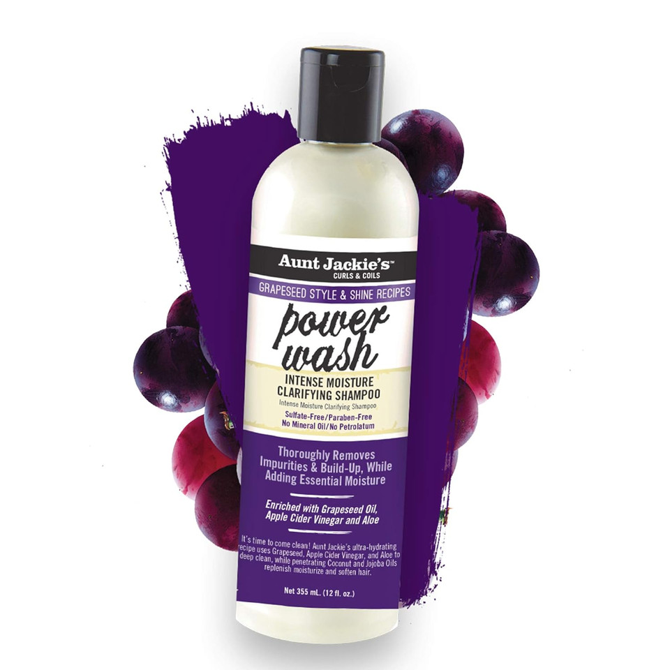 Aunt Jackie'S Grapeseed Collection Perfect Intense Define, Power Wash, Rescued And Ice Curls, Combo Hydrates & Softens With Almond Oil, Marshmallow Root, Purple, Pack Of 3