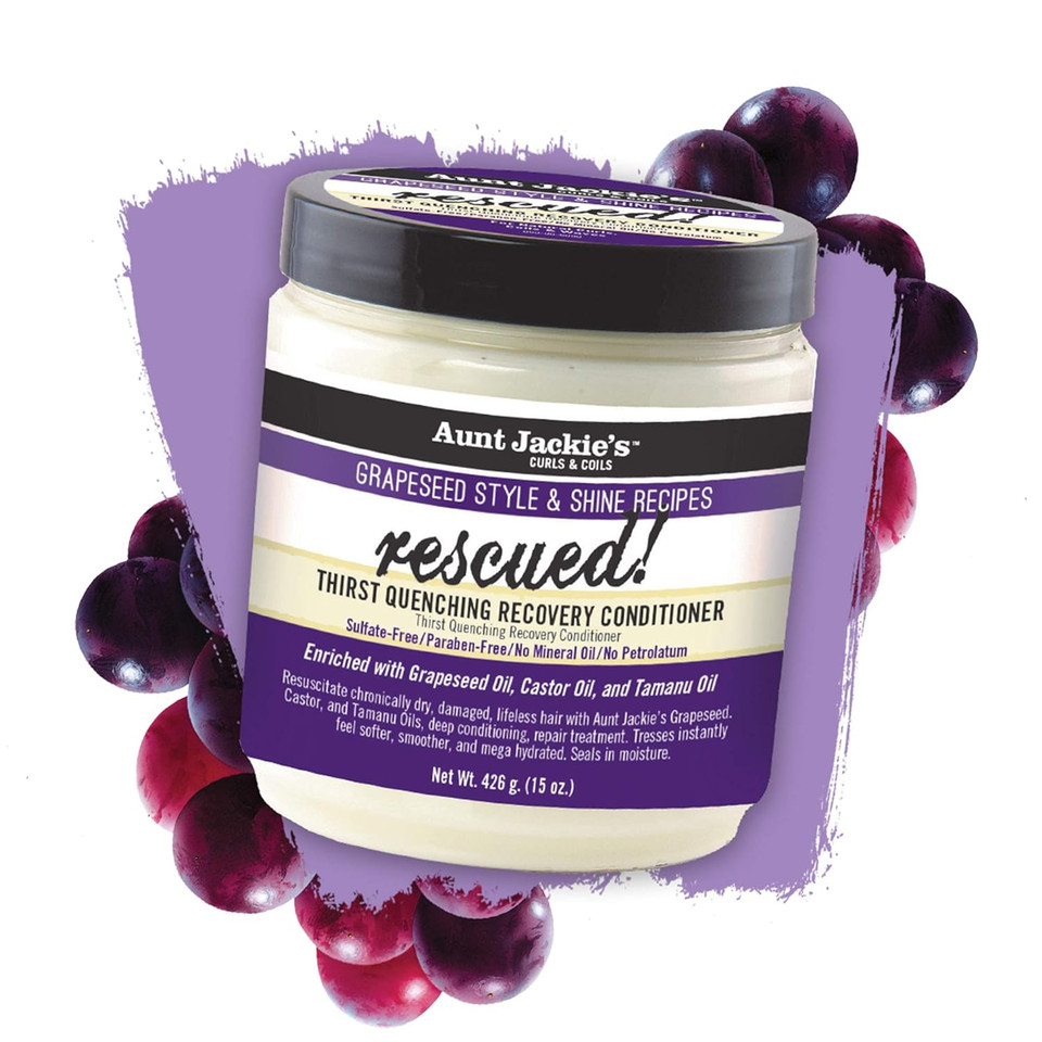 Aunt Jackie'S Grapeseed Collection Perfect Intense Define, Power Wash, Rescued And Ice Curls, Combo Hydrates & Softens With Almond Oil, Marshmallow Root, Purple, Pack Of 3