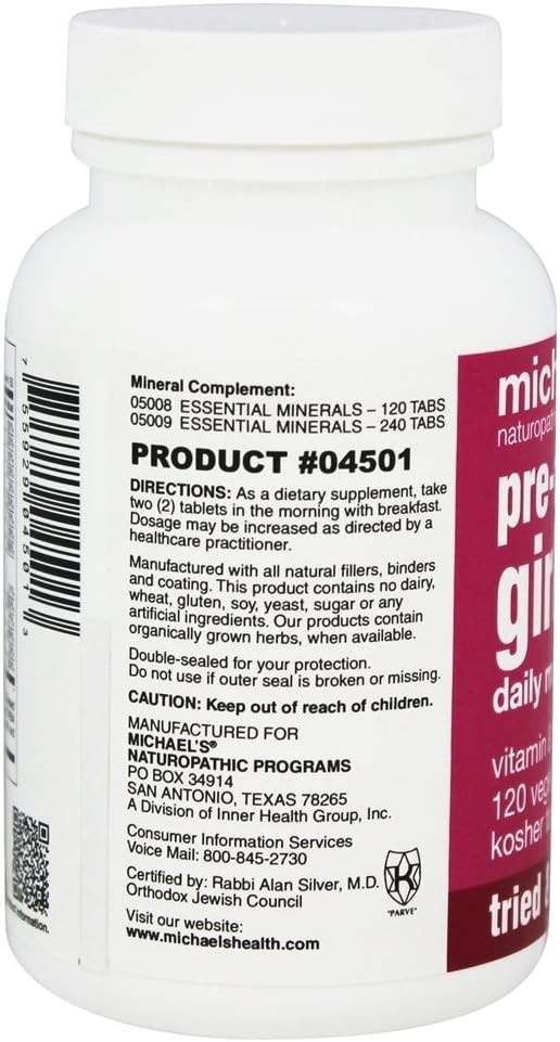 Michael'S Health Naturopathic Programs Pre-Teen Girls - 120 Vegetarian Tablets - Daily Multivitamin For Healthy Growth & Development - Kosher - 60 Servings120 Count (Pack Of 1)