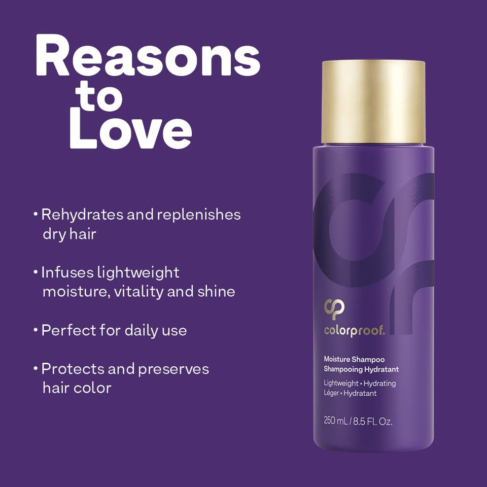 Colorproof Moisture Shampoo - For Dry Color-Treated Hair, Hydrates & Repairs, Sulfate-Free, Vega8.5 Ounce