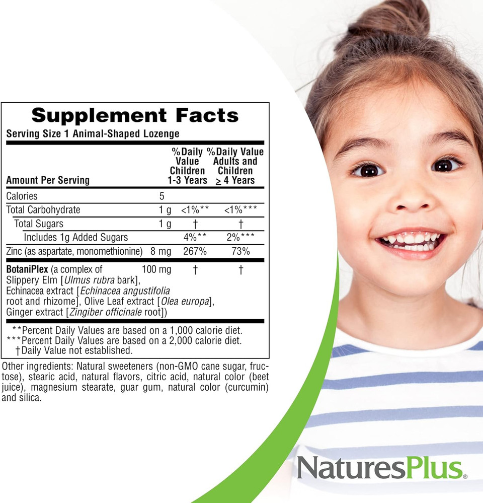 Naturesplus Animal Parade Kidzinc, Tangerine Flavor - 90 Animal-Shaped Lozenges - Organically Chelated Zinc - Vegan, Gluten Free - 90 Servings
