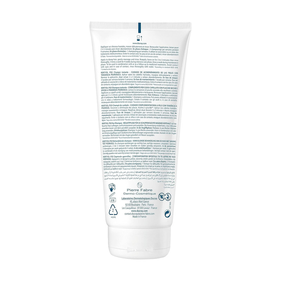 Ducray Kertyol P.S.O. Shampoo, Scalp Prone To Psoriasis, Micronized Sulfur, Salicylic Acid, Soothes Red, Irritated Scalp, 6.7 Oz