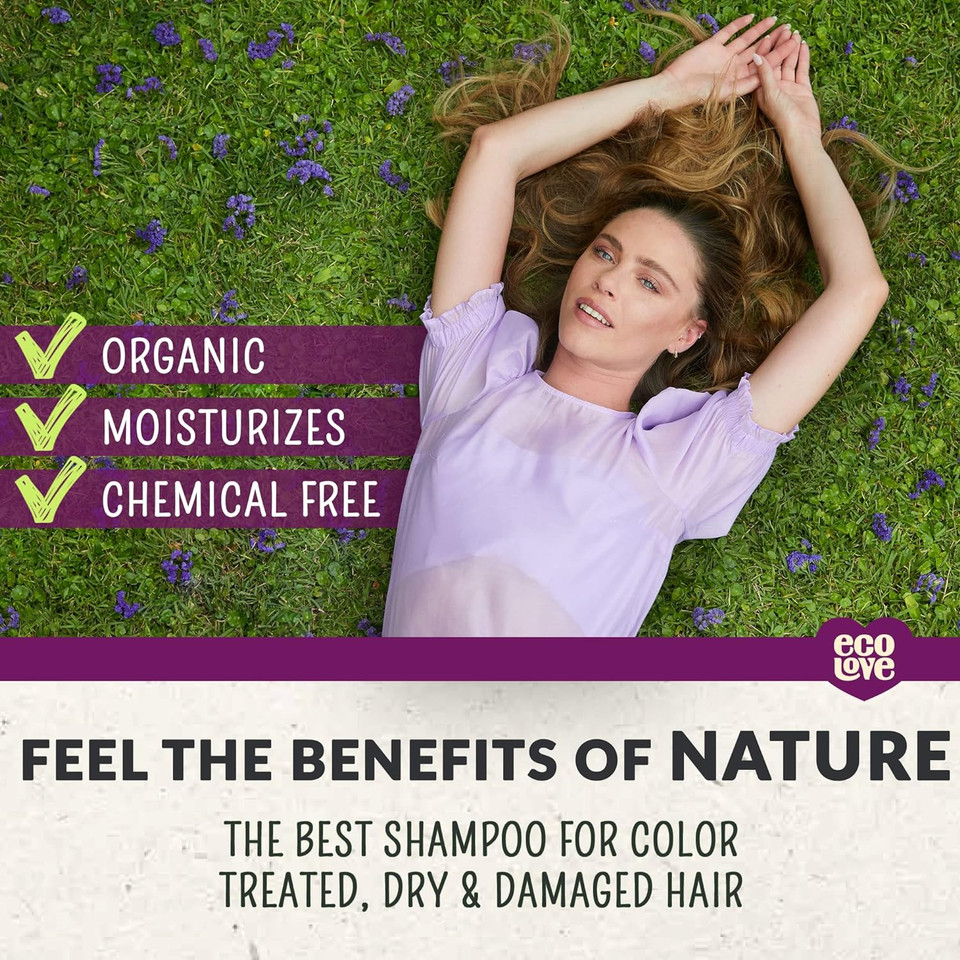 Ecolove - Natural Shampoo, Sodium Lauryl Sulfate Free, Vegan & Cruelty Free Shampoo For Color Treated Hair, Very Dry & Damaged Hair, Organic Lavender Shampoo, No Sls Or Parabens, 17.6 Oznatural Lavender