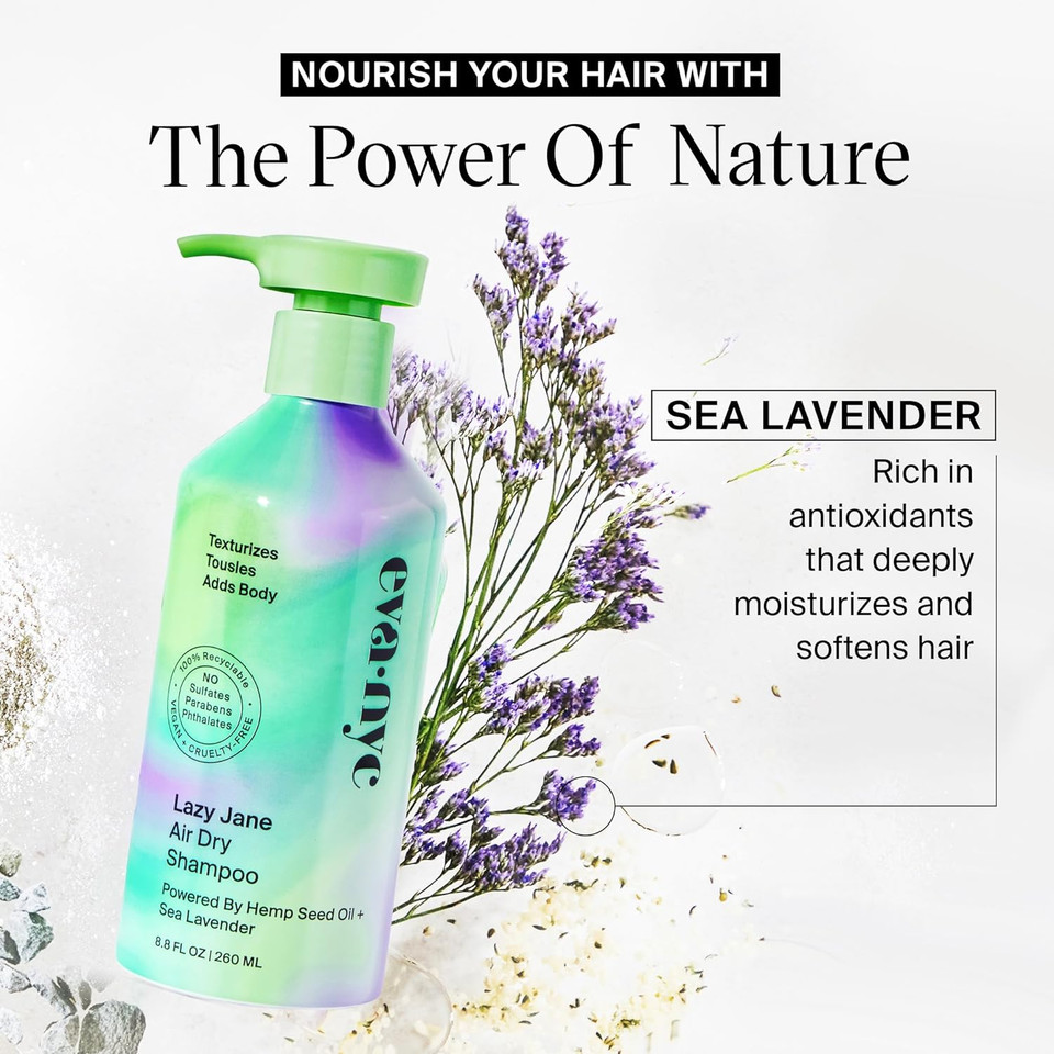 Eva Nyc Lazy Jane Air Dry Shampoo, Air Dry Hair Products For Natural Texture And Frizz Control, Vegan And Gmo-Free Shampoo, Anti Frizz Hair Products For Women, 8.8 Fl Oz8.8 Fl Oz (Pack Of 1)
