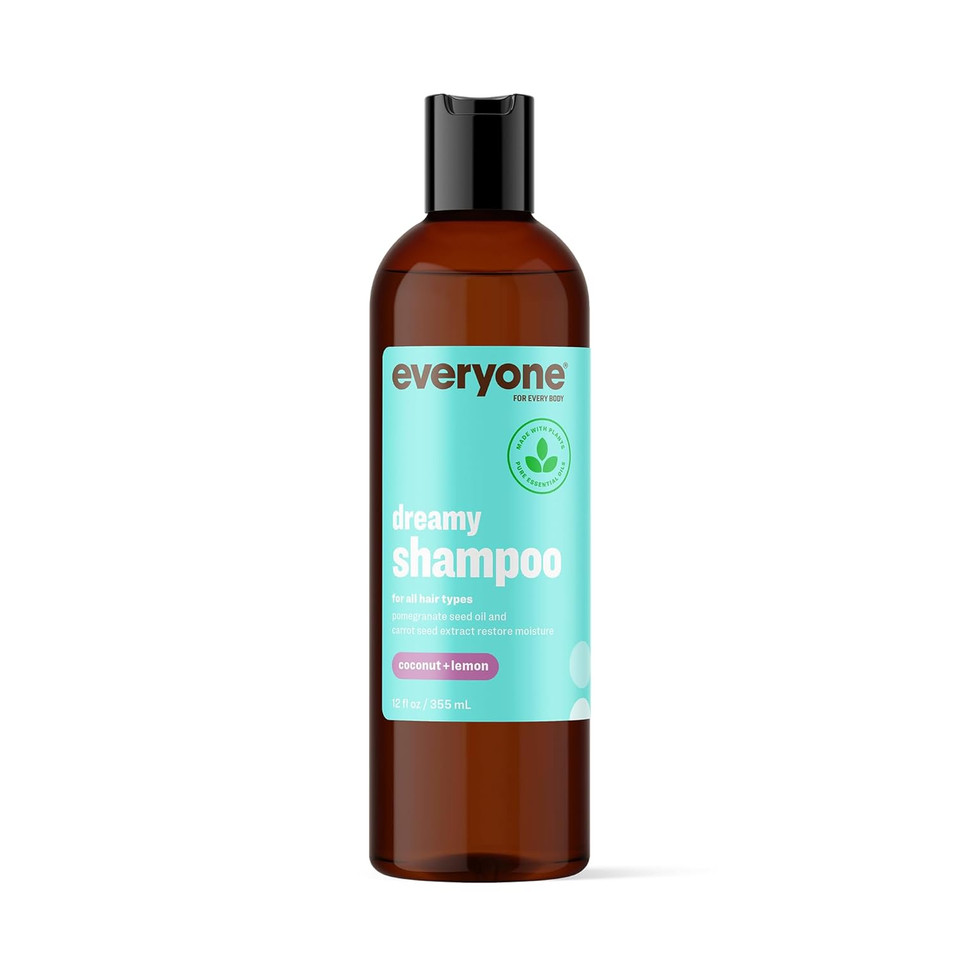 Everyone Hair Care Dreamy Shampoo - Coconut + Lemon, 12 Fl Oz Bottle, Gentle Cleansing & Moisturizing Hair Shampoo, Sulfate Free & Paraben Free
