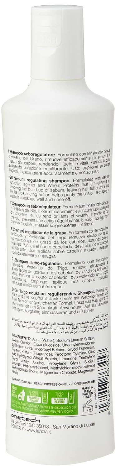 Fanola Rebalance Anti-Grease Shampoo, Multicolor, Unscented, 11.83 Fl Oz