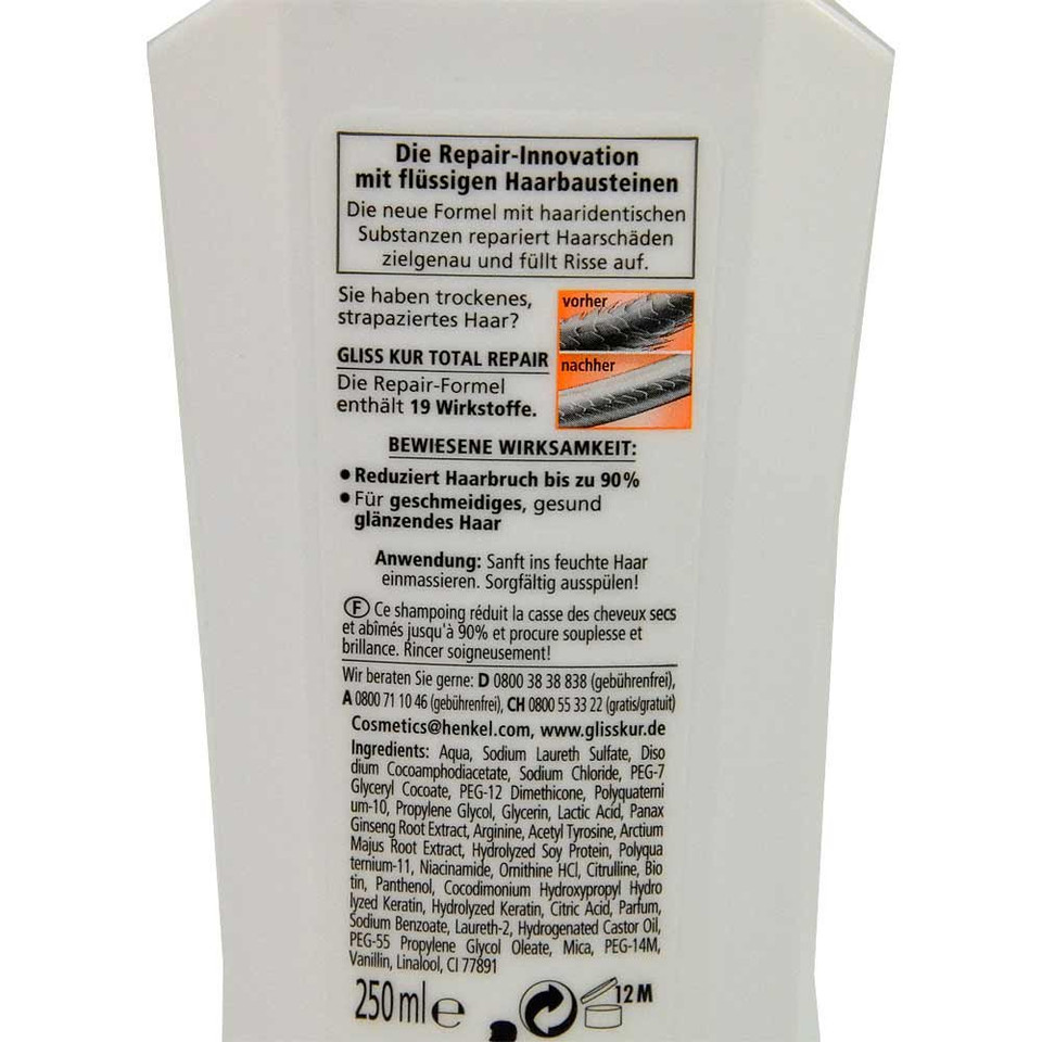 Gliss Kur Hair Repair Total Repair Shampoo 19 250 Ml