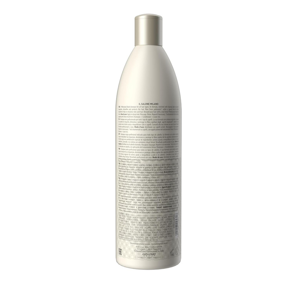 Il Salone Milano Detox Shampoo For All Hair Types - Clarifying Shampoo With Charcoal Powder - Scalp Cleanser To Detox - Restores Broken Bonds & Adds Softness - Professional Haircare (16.9 Oz / 500 Ml)16.91 Fl Oz (Pack Of 1)