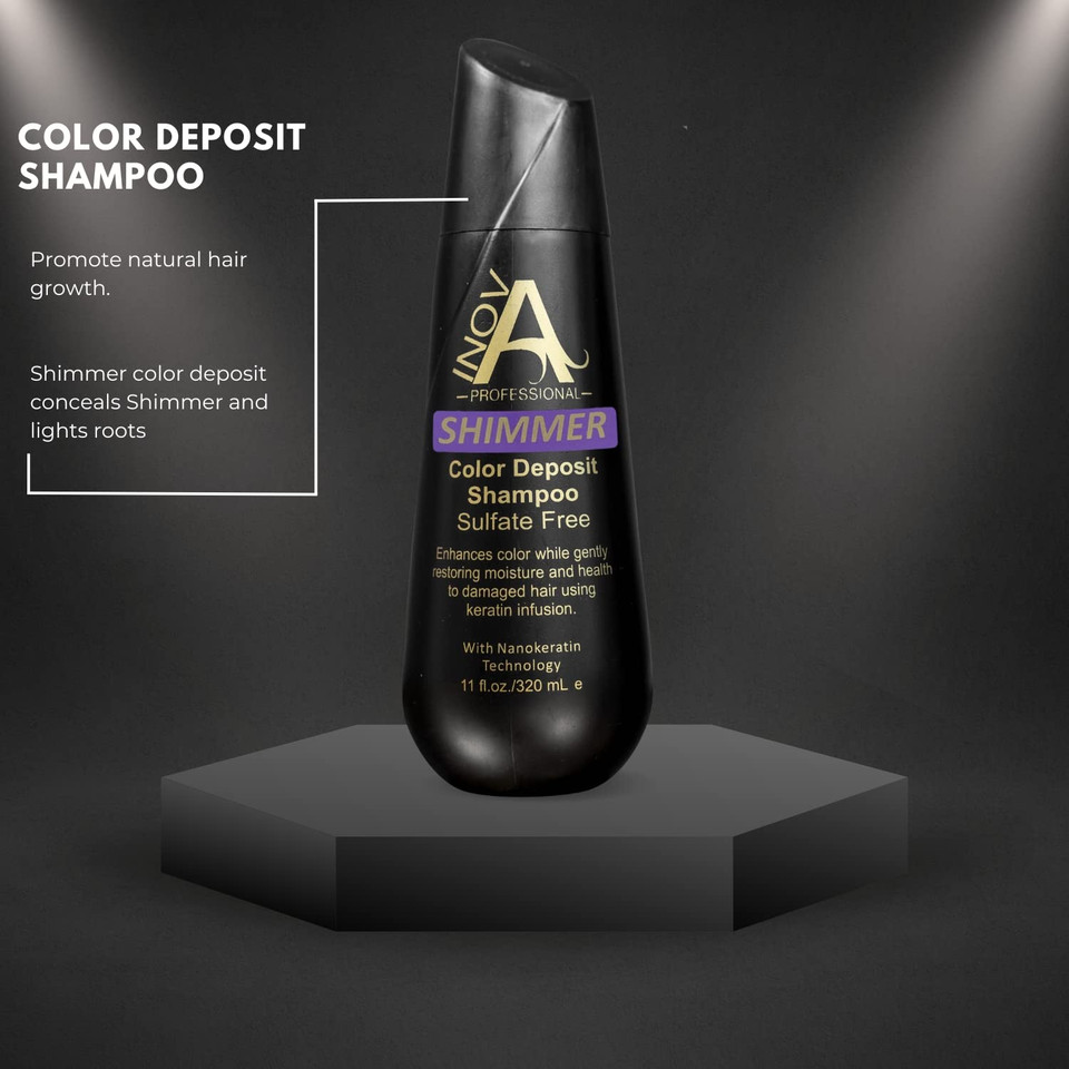 Inova Professional Color Revive & Enhance - Smooth Protection Sulfate-Free Shampoo - Color Deposit Shimmer, 11 Fluid Ounceshimmer