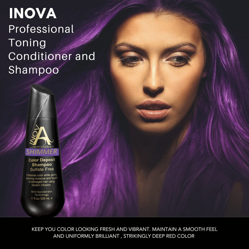 Inova Professional Color Revive & Enhance - Smooth Protection Sulfate-Free Shampoo - Color Deposit Shimmer, 11 Fluid Ounceshimmer