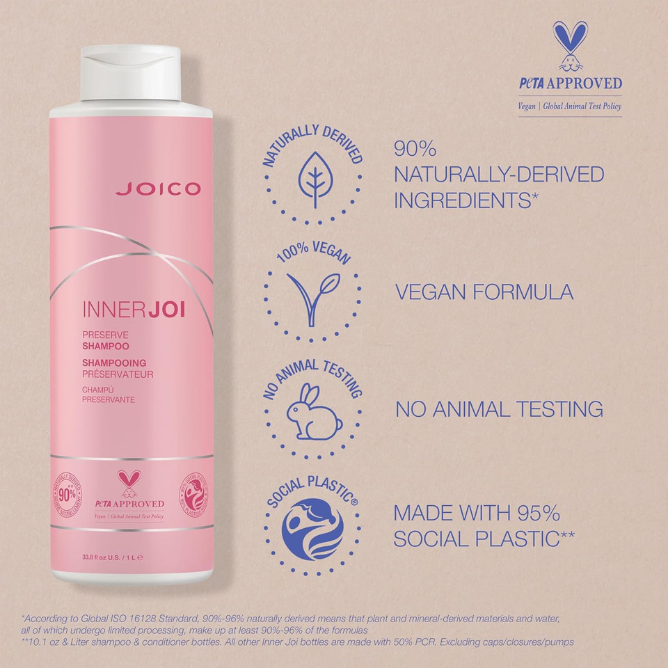 Joico Innerjoi Preserve Shampoo | For Color-Protection & Shine | For Color-Treated Hair | Sulfate & Paraben Free | Naturally-Derived Vegan Formula Joico Innerjoi Preserve Shampoo | For Color-Protection & Shine | For Color-Treated Hair | Sulfate & Paraben Free | Naturally-Derived Vegan Formula