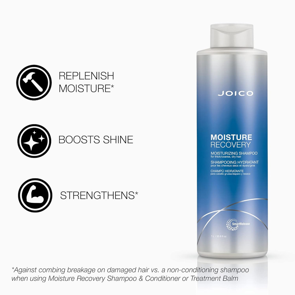 Joico Moisture Recovery Moisturizing Shampoo | For Thick, Coarse, Dry Hair | Replenish Moisture | Restore Smoothness & Elasticity | Reduce Breakage | Increase Strength | With Jojoba Oil & Shea Butter