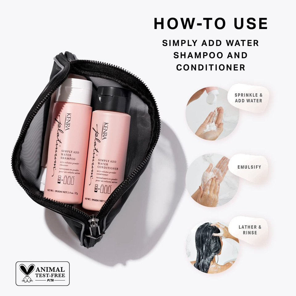 Kenra Platinum Simply Add Water Shampoo | Airy Volume Powder Cleanser | 2 Oz