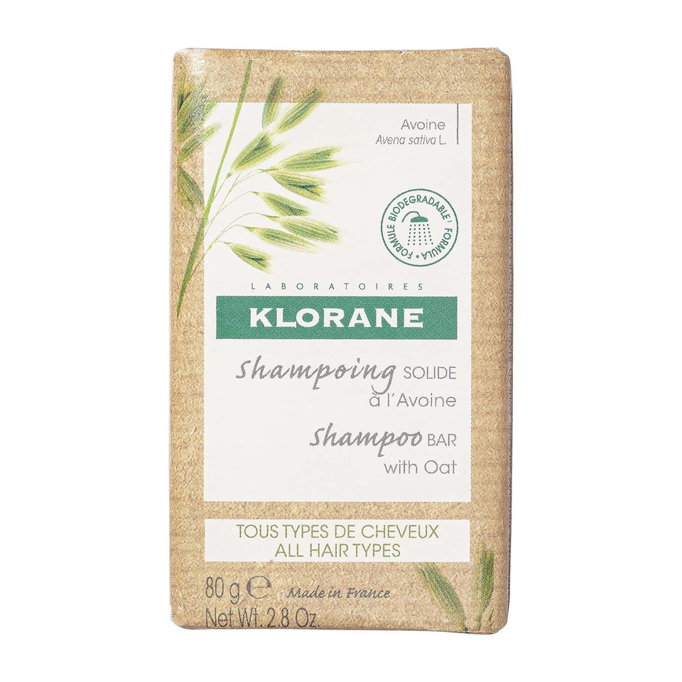 Klorane Ultra-Gentle Shampoo Bar With Oat Milk, Paraben, Preservative And Sulfate Free, Hypoallergenic, Eco-Friendly, Biodegradable, Vegan, Dermatologist And Pediatric Tested