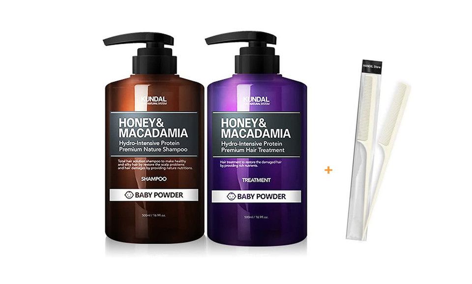Kundal Honey&Macadamia Premium Nature Shampoo 500Ml & Hair Treatment 500Ml Set (Baby Powder)