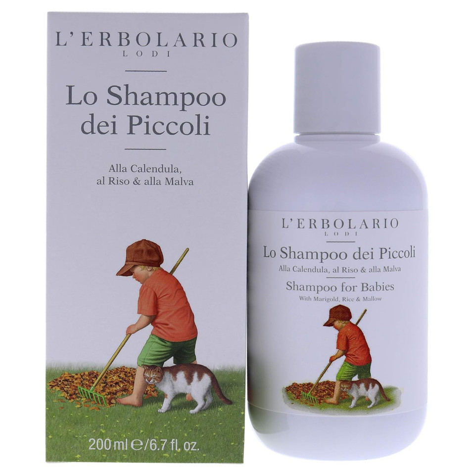 L'Erbolario Shampoo For Babies - With Marigold, Rice And Mallow - Leaves Hair Clean And Shiny - Reinforcing Natural Hydration - Does Not Compromise The Scalpã¢ÂS Sebaceous Protection - 6.7 Oz