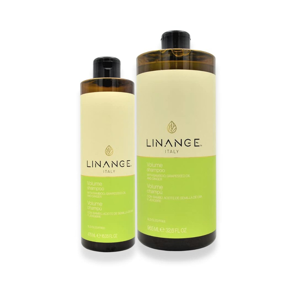 Linange Volume Shampoo With Bamboo, Grapeseed Oil & Ginger Extracts For Chemically Treated Hair | Revitalizing & Hydrating Shampoo - 475Ml / 16.05 Oz