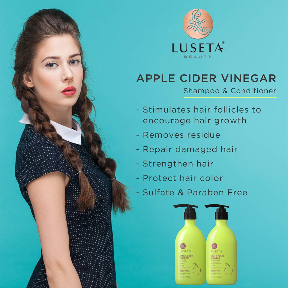 Luseta Hair Shampoo, Infused With Apple Cider Vinegar For Clarify & Stimulation, Natural Balance Sulfate & Pareteen Free, 16.9Oz