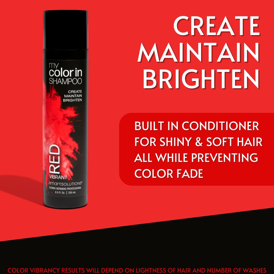Mycolorin Color Depositing Shampoo (Vibrant Red) - Sulfate & Paraben Free Hair Dye | Made In Usa (8 Colors)Vibrant Red