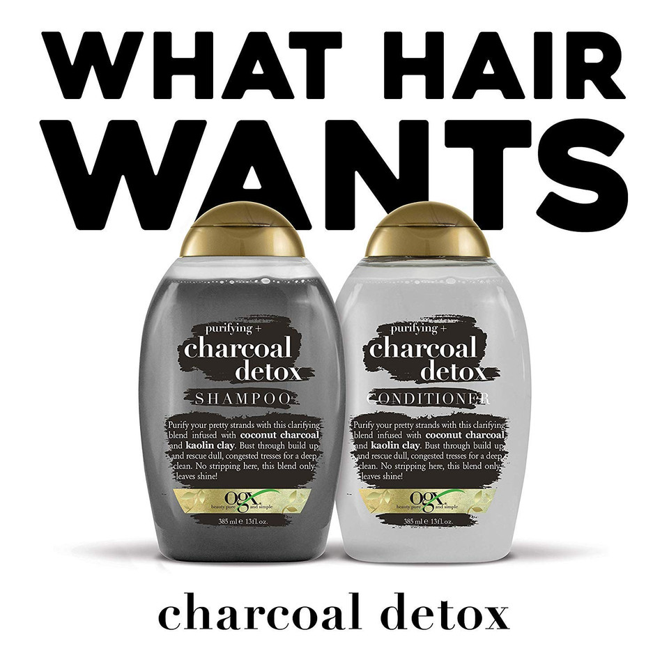 Ogx Purifying + Charcoal Detox Shampoo For Buildup Removal And Light Nourishment, No Sulfates, 13 Fl Oz