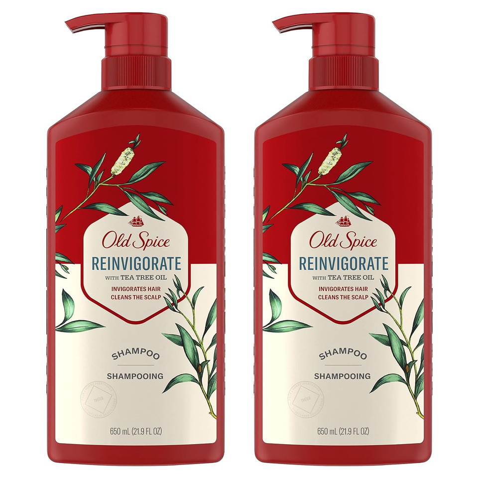 Old Spice Reinvigorate Shampoo For Men With Tea Tree Oil, 21.9 Oz Each, Twin Pack