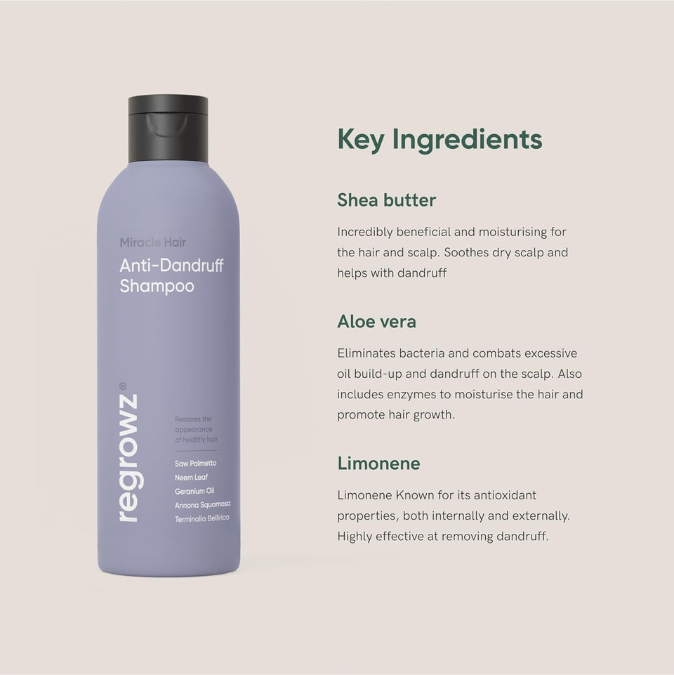 Regrowz Anti Dandruff Shampoo 7.6Fl Oz - Pack Of 2 - For Dry, Itchy Scalp - Itch Relief Treatment & Removes Flakes - Moisturises For Healthy Vibrant Hair