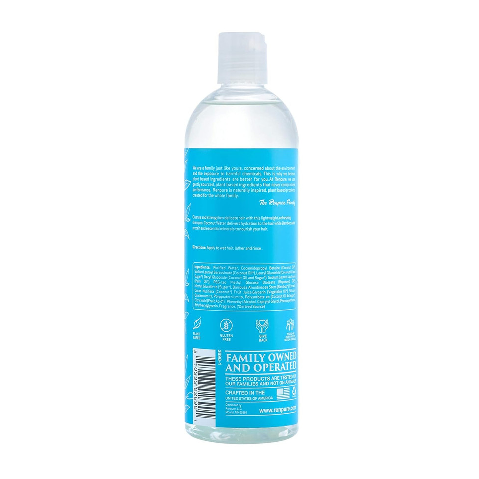 Renpure Plant-Based Beauty Bamboo Coconut Water Volume + Body Shampoo, 16 Fluid Oz