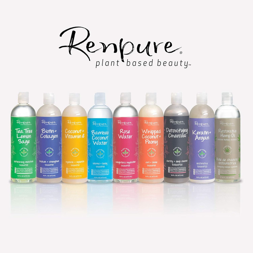Renpure Plant-Based Beauty Bamboo Coconut Water Volume + Body Shampoo, 16 Fluid Oz