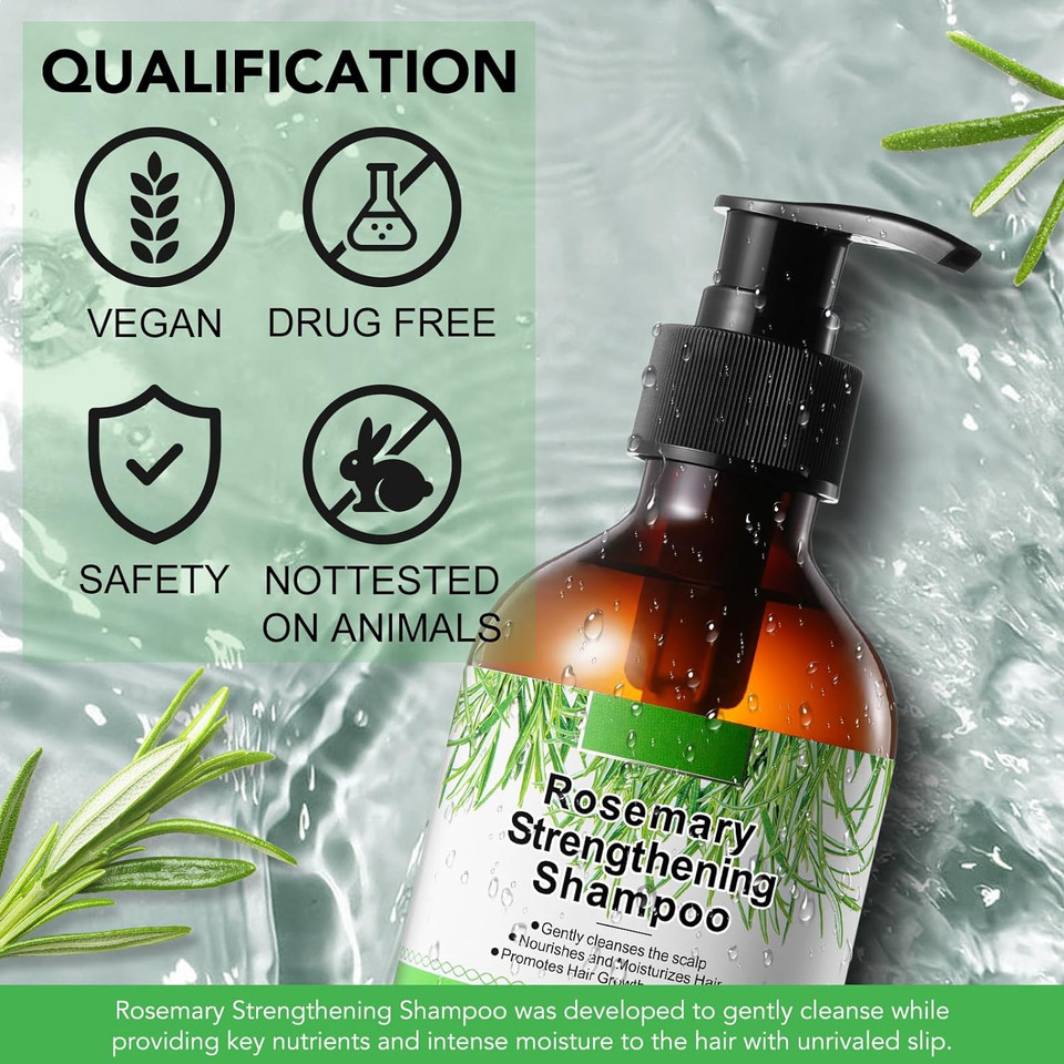 Rosemary Shampoo For Hair Growth,Rosemary Mint Strengthening Shampoo,Routine Shampoo For Women Hair Loss And Thinning Hair With Biotin,Smooth Nourishes Shampoo For Men Women 10 Fl Oz